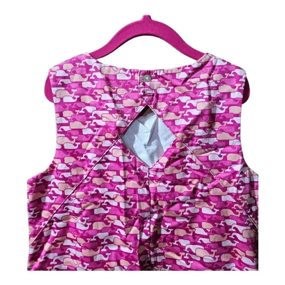 VINEYARD VINES Whale Print Diamond Back‎ Pink Dress - Size 8